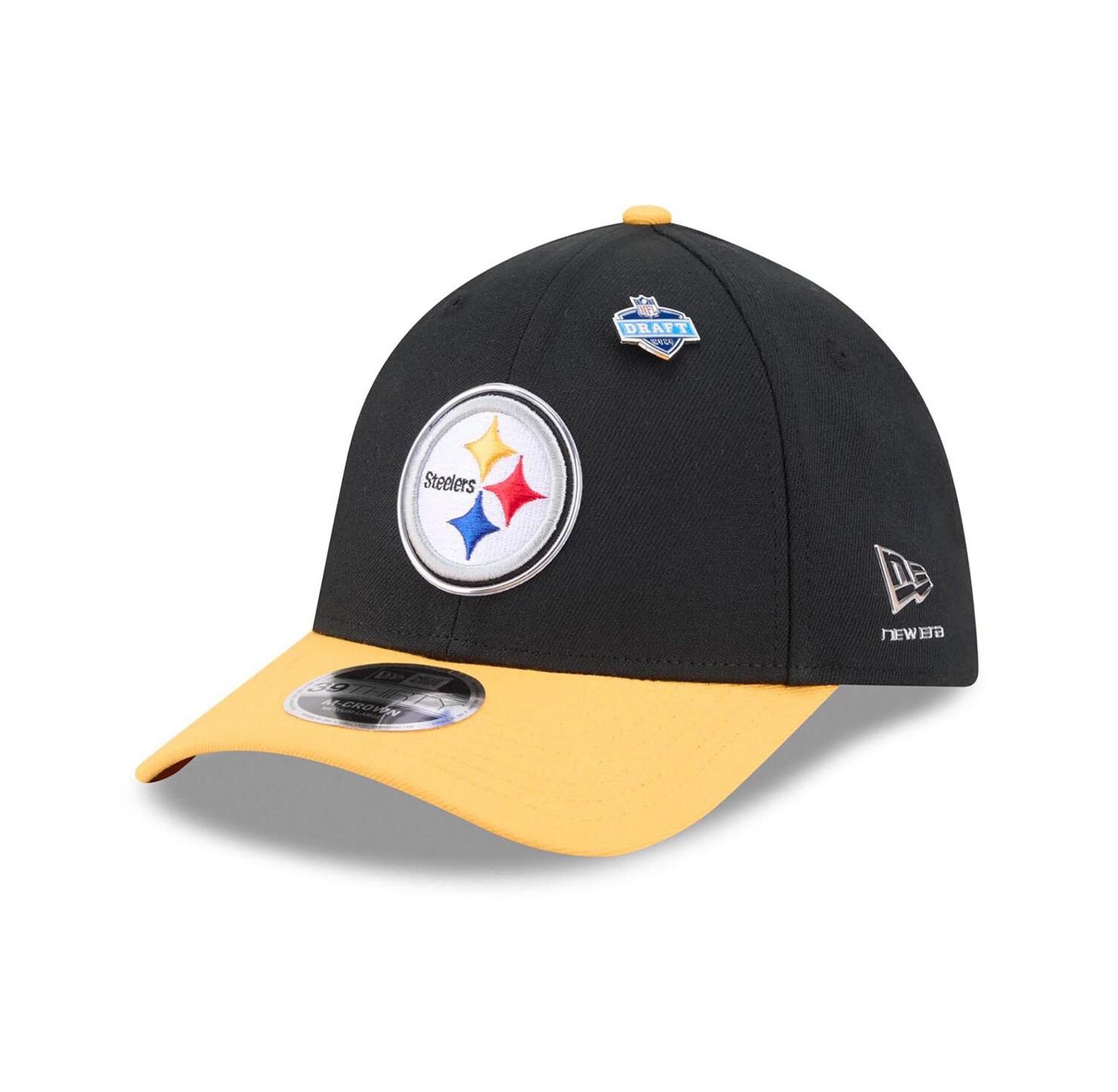 Men's Black/Gold Pittsburgh Steelers 2026 NFL Draft 39THIRTY M-Crown Flex Hat