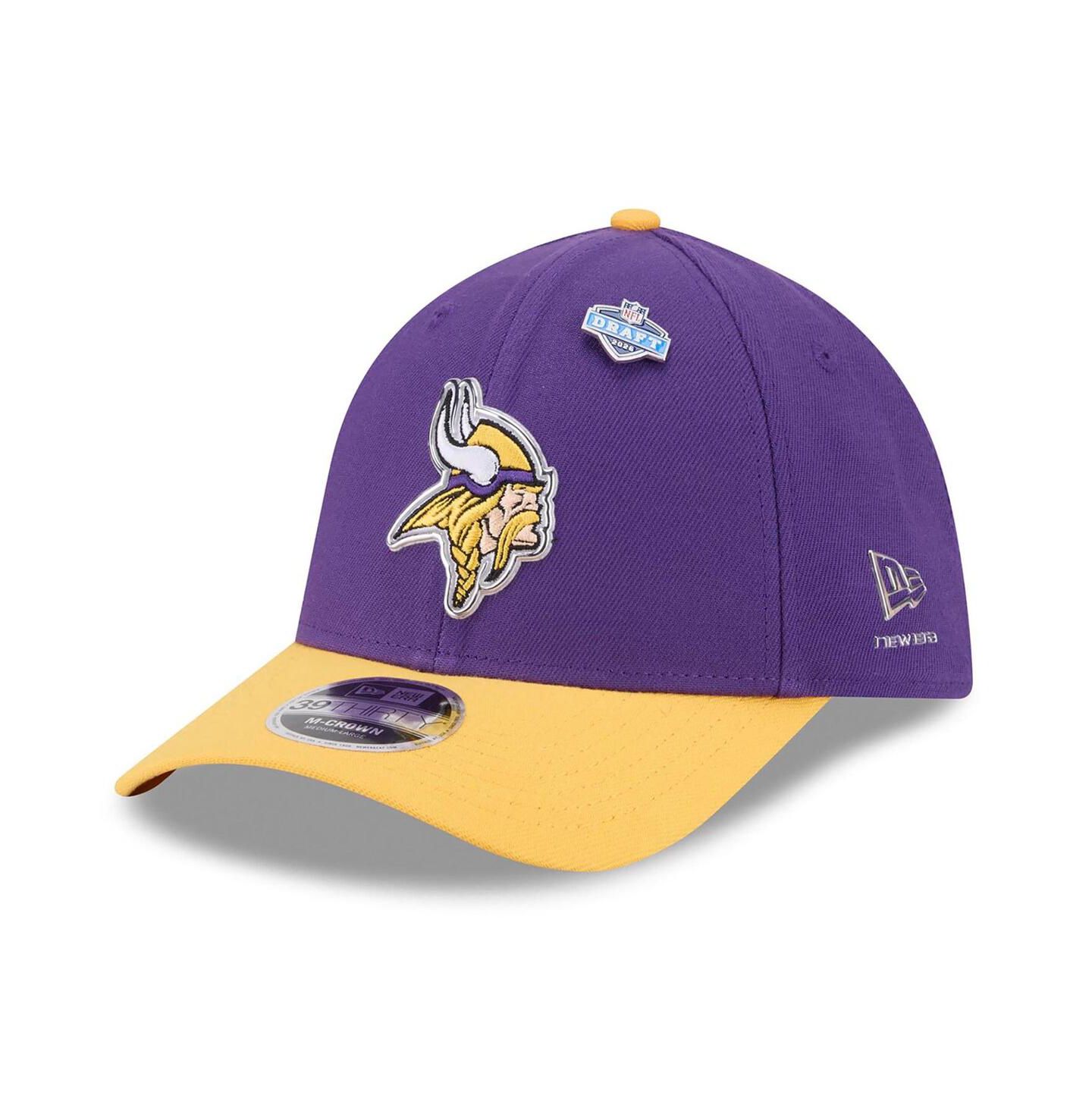 Мужская кепка New Era Purple/Gold Minnesota Vikings 2026 NFL Draft 39THIRTY M-Crown Flex Hat — фото 1