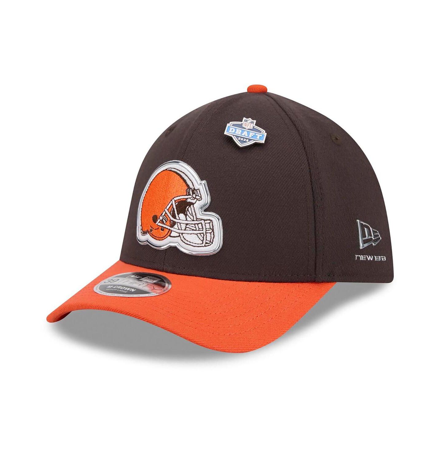 Мужская кепка New Era Brown/Orange Cleveland Browns 2026 NFL Draft 39THIRTY M-Crown Flex Hat — фото 1