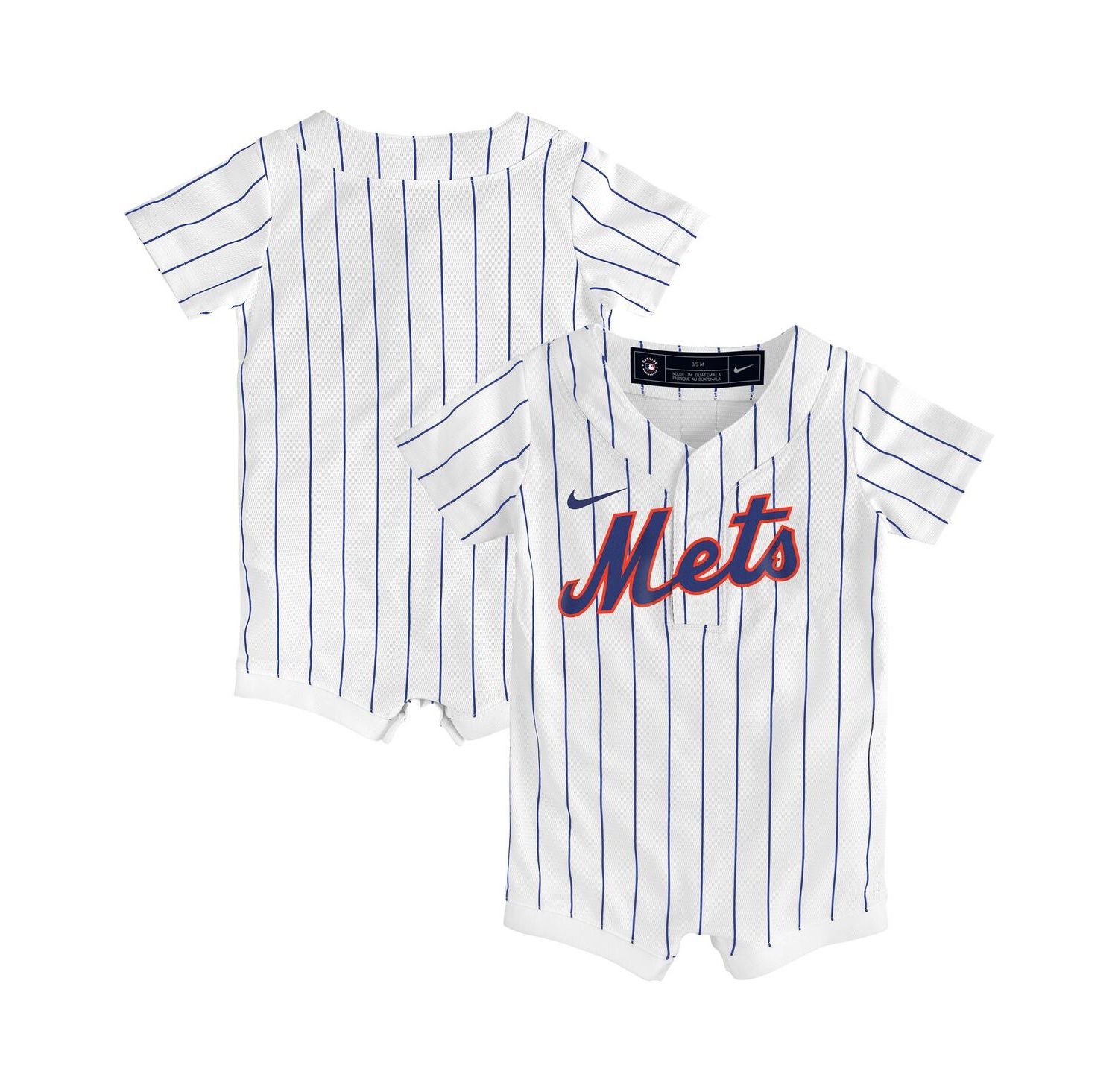 Baby Boys and Girls White New York Mets Home Replica Romper Jersey