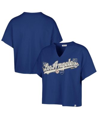 Women's Royal Los Angeles Dodgers Oversized Notch Neck T-Shirt