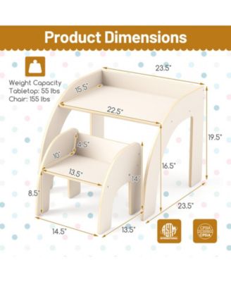 Kids Table and Chair Set with Wide Tabletop and Curved Safety Edges