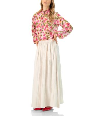 Women's Wide Midi Skirt with Side Slit