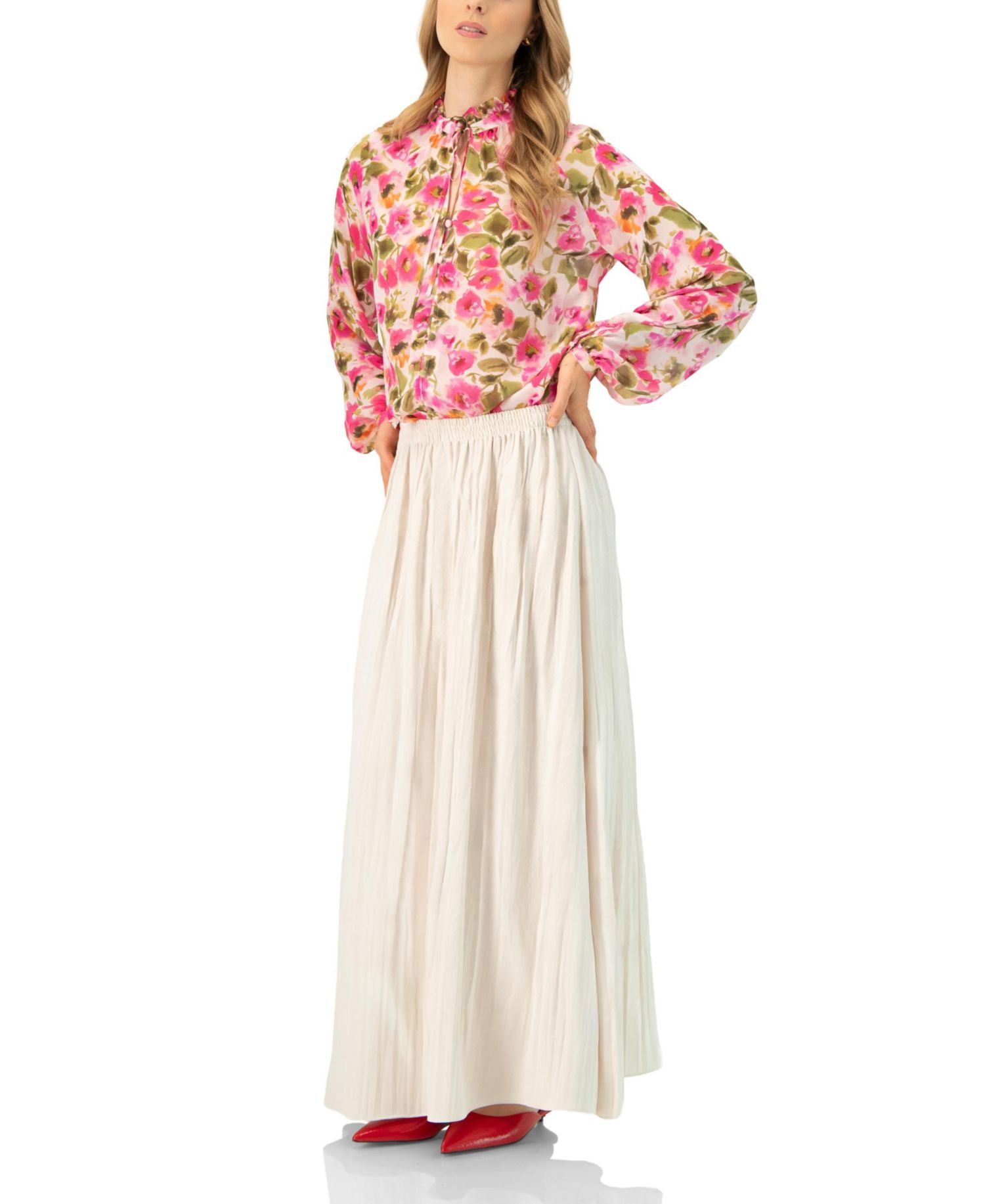 Women's Wide Midi Skirt with Side Slit