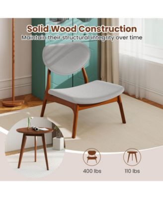 Velvet Accent Chairs Set of 2 with Round Side Table and Wood Frame