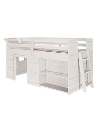 Max and Lily Farmhouse Twin Low Loft with Bookcase