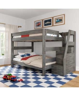 Max and Lily Modern Farmhouse Queen Over Queen Bunk Bed With Staircase