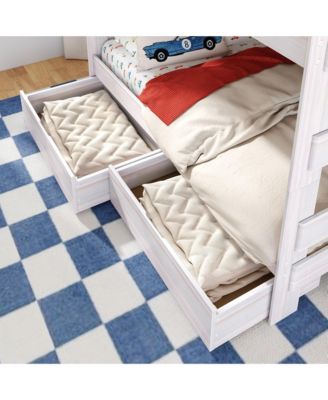 Max and Lily Modern Farmhouse Queen Over Bunk Bed With Staircase and Storage Drawers