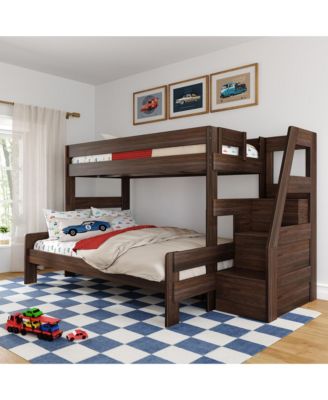 Modern Farmhouse Twin XL Over Queen Bunk Bed With Staircase
