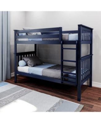 Max and Lily Twin over Twin Bunk Bed for Kids, Solid Wood Bunk Beds with Ladder, Pecan
