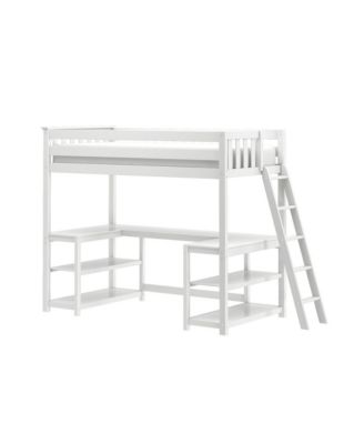 Max and Lily Classic Twin High Loft (Ladder on End) + Wraparound Desk