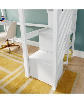 Max and Lily Classic Twin High Loft (ladder on end), Desk, Staircase