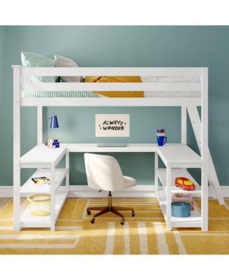 Max and Lily Classic Full High Loft with Wraparound Desk