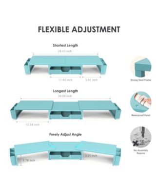 Monitor Stand Riser Drawer Pen Holder Metal Desk Organizer