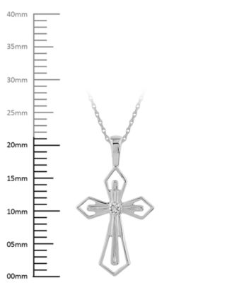 14k White or Yellow Gold Pendant, Diamond Accent Cross