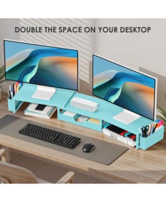 Monitor Stand Riser Drawer Pen Holder Metal Desk Organizer