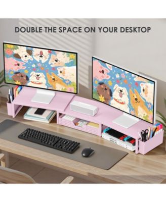 Monitor Stand Riser Drawer Pen Holder Metal Desk Organizer