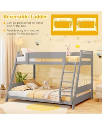 Solid Wood Twin Over Full Bunk Bed with Ladder