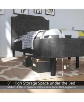 Button-Tufted Twin Platform Bed with Upholstered Headboard