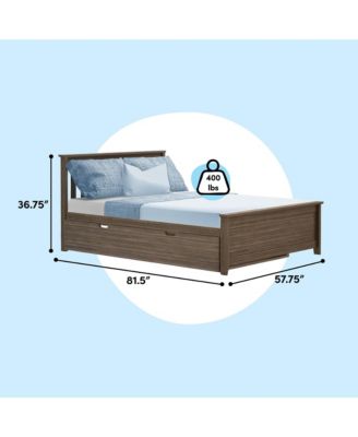 Max and Lily Full Size Bed Frame with Trundle, Solid Wood Platform Bed with Storage