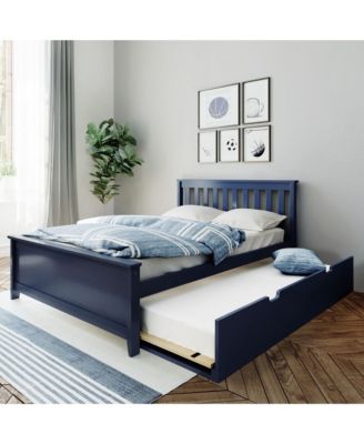 Max and Lily Full Size Bed Frame with Trundle, Solid Wood Platform Bed with Storage
