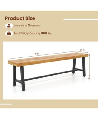 63-inch Acacia Wood Backless Outdoor Bench for 3 People