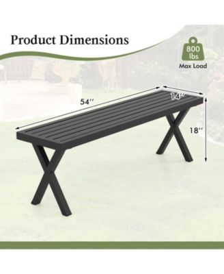54-inch Patio Metal Bench with Slatted Seat and X-Leg Support