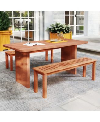 47-inch Solid Wood Patio Bench with Slatted Seat, 2-Person