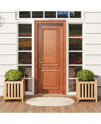 68-inch Fir Wood Patio Bench with Dual Planter Boxes