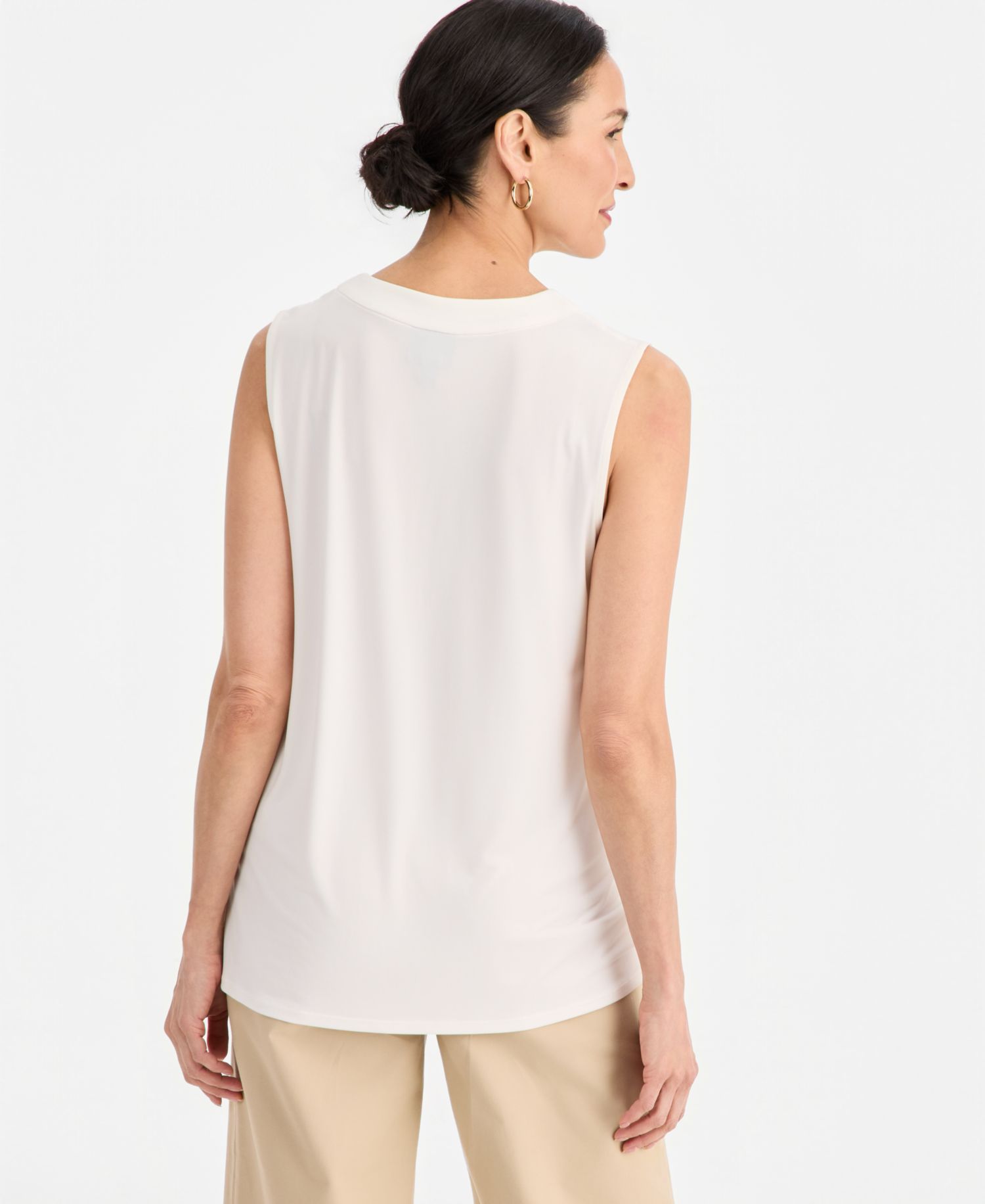Petite Solid Lace-Up Sleeveless Top