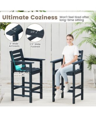 HDPE Adirondack Bar Chairs Set of 2 with Wide Armrests