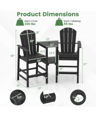 2-Seat HDPE Adirondack Chair with Built-in Connecting Tray