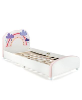 Kids Twin Platform Bed with Upholstered Headboard and Footboard
