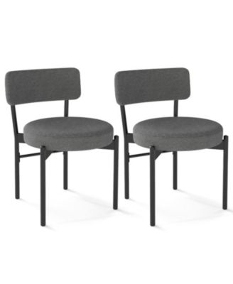 Set of 2 Sherpa Fabric Dining Chairs with Curved Backrest and Padded Seat