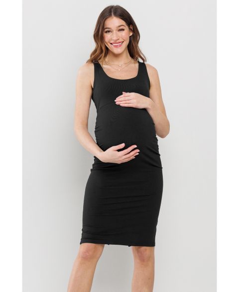 Женское платье Hello Miz Maternity Bodycon Scoop Neck Sleeveless Knee Length, цвет: Чёрный