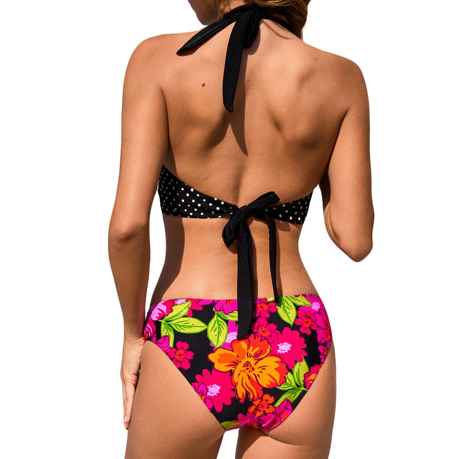 Women's V-Neck Halter Reversible Bikini Set