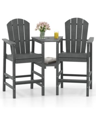 Two Seat Adirondack Chair with Connecting Tray for Outdoor Use