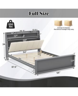 Full Linen Upholstered Platform Bed Frame with Storage Drawers and Headboard