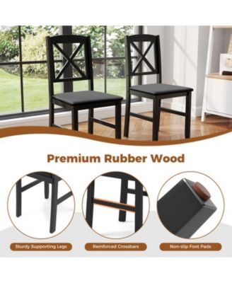 3-Piece Wooden Kitchen Table Set for 2 with Cross-Back Chairs