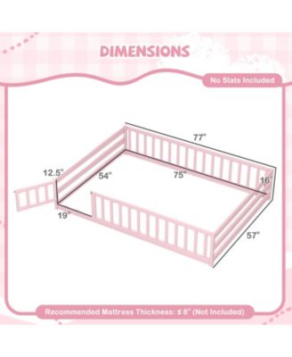 Full Kids House Bed Frame with Safety Guardrails