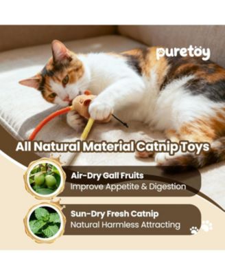 3 Pack Cat Chew Ropes with Cat Herb Filling Rats, Strong Braided Ropes and Gall Fruits, Natural Stimulation for Cats