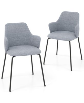 Fabric Dining Arm Chairs Set of 2 with Wide Seat and Adjustable Foot Pads
