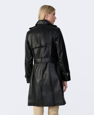Women's Genuine Leather Trench Coat