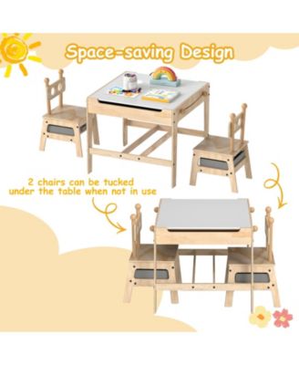 Robot-Shaped Kids Table and Chairs with Reversible Whiteboard for Ages 3