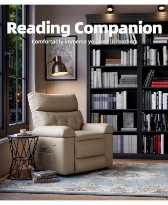 Swivel Rocking Recliner Chair, Oversized PU Leather Reclining Nursery Rockers with Heat and Massage, Rocker Recliner Chair with Pull Handle