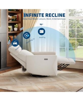 Power Recliner Chair, Swivel Rocker for Adults, Fabric Glider Recliner, USB Ports, High Back, Single Sofa