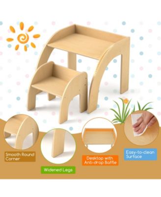 Kids Table and Chair Set with Wide Tabletop and Curved Edges