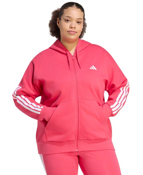 Женские adidas Plus Size Essentials 3-Stripes Full-Zip Fleece Hoodie