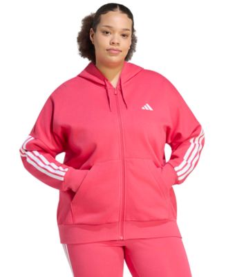 adidas Plus Size Essentials 3-Stripes Full-Zip Fleece Hoodie - Macy's