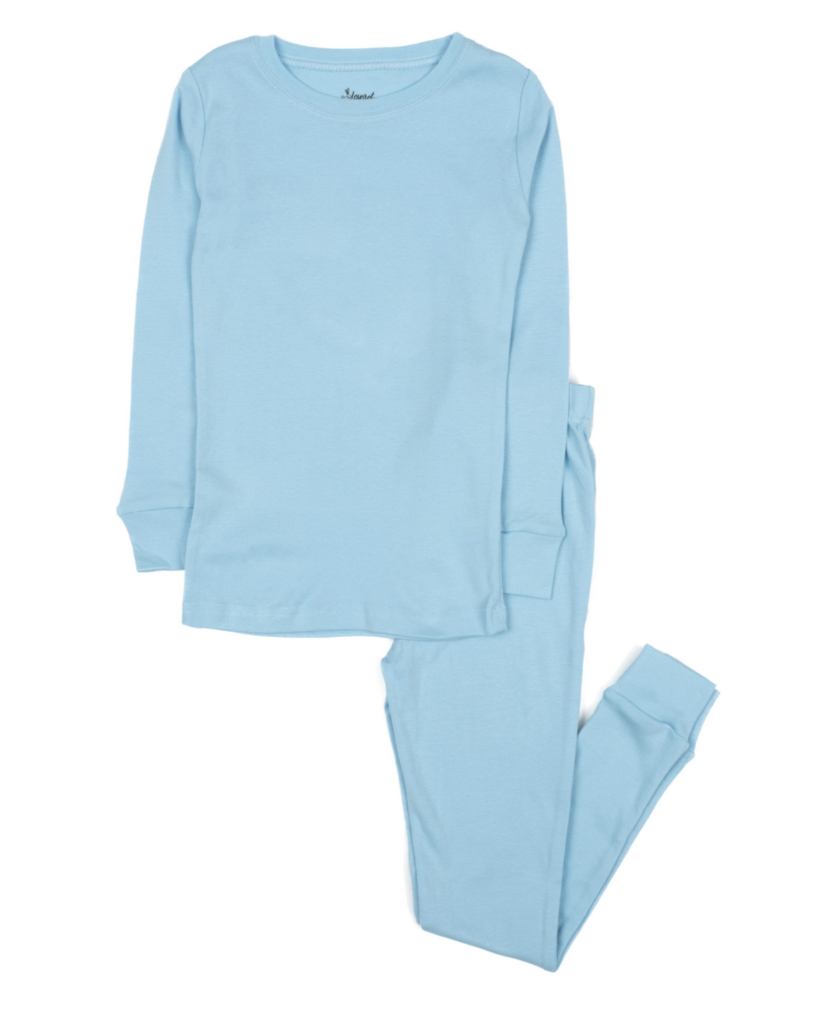 Leveret Kids Matching Family Two Piece Cotton Long Sleeve Pajamas - Light blue
